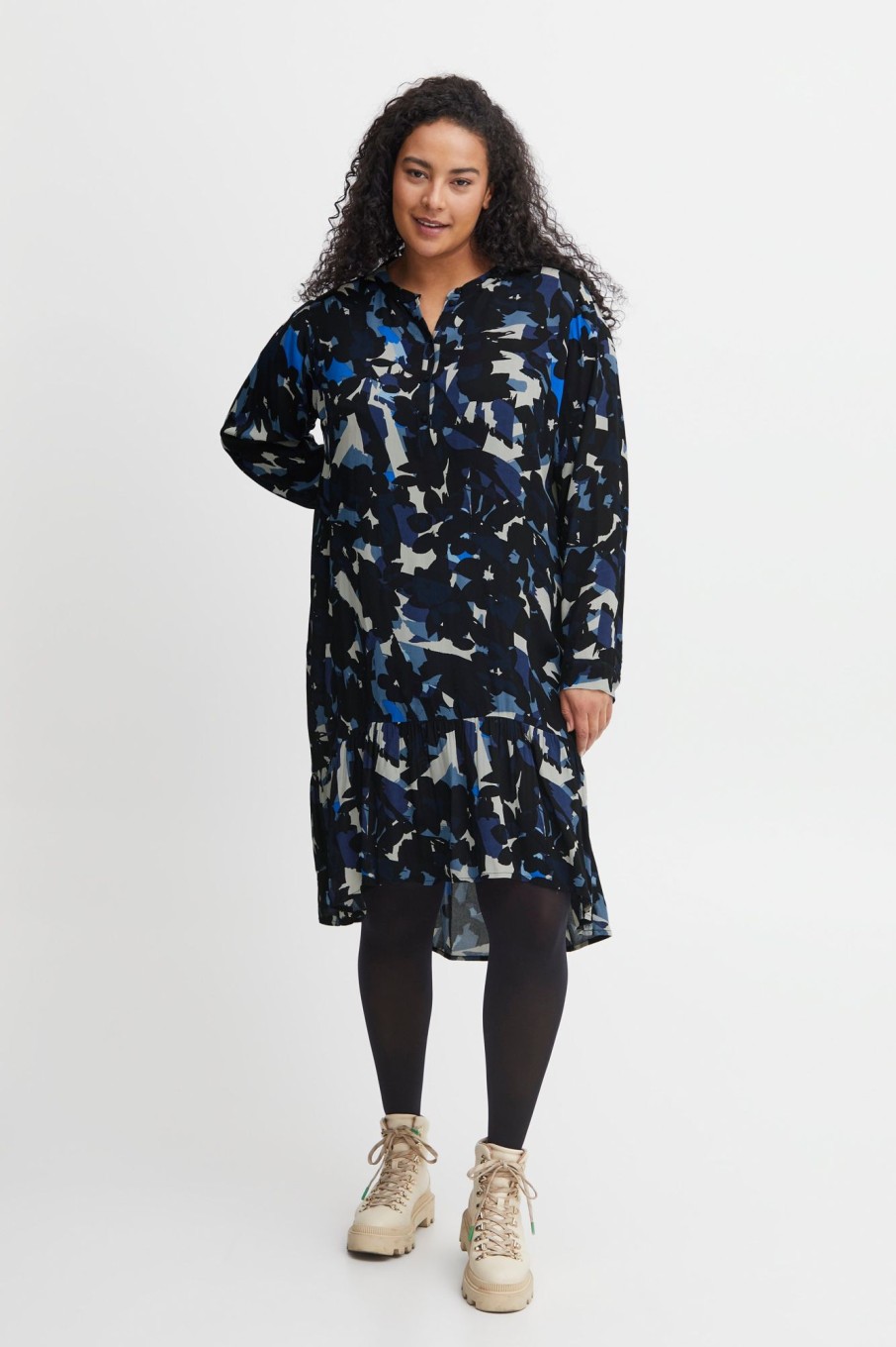 Overdele Fransa Plus Size Selection | Fphelena Dress Navy Blazer Graphic Mix