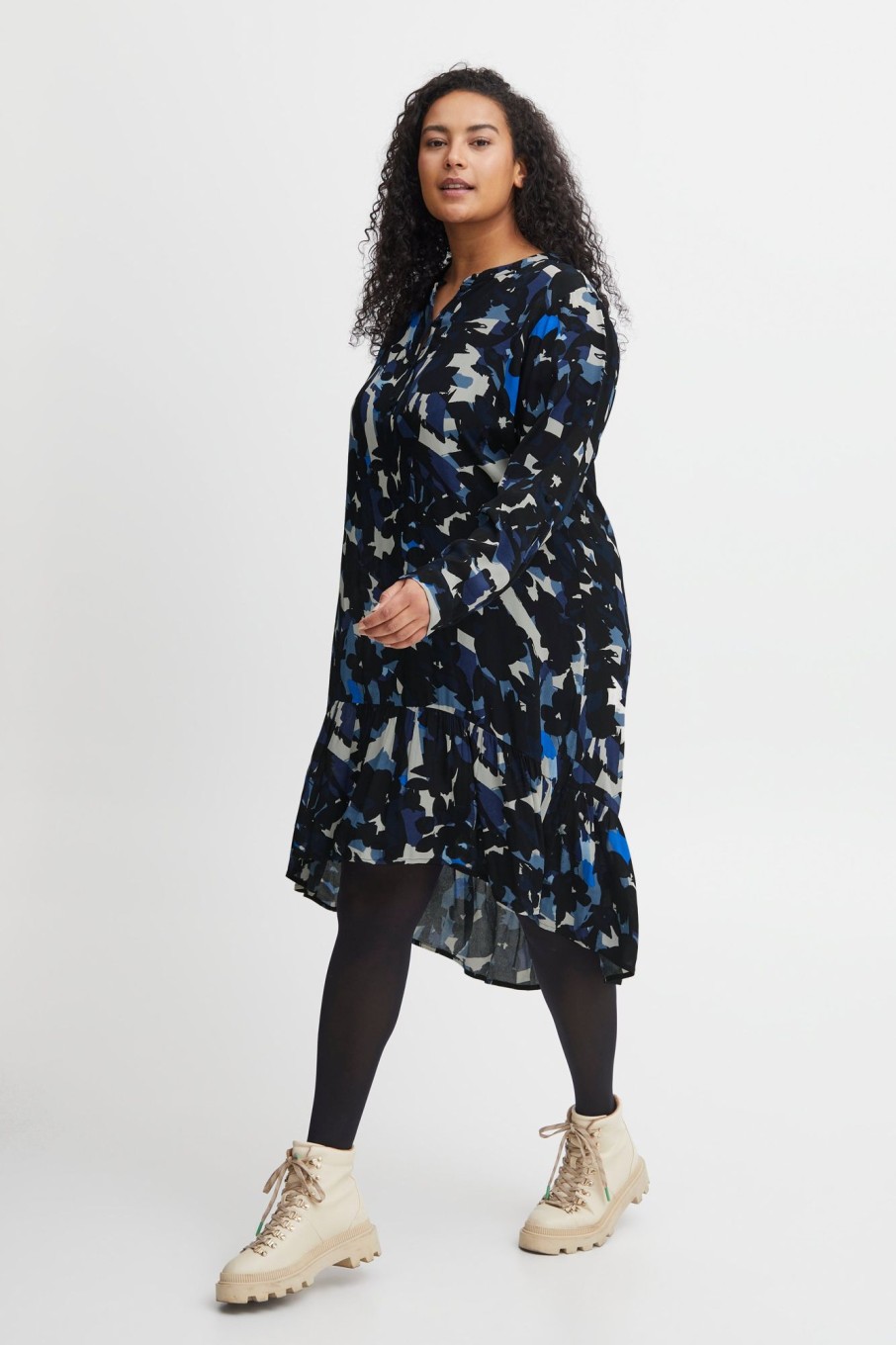 Overdele Fransa Plus Size Selection | Fphelena Dress Navy Blazer Graphic Mix