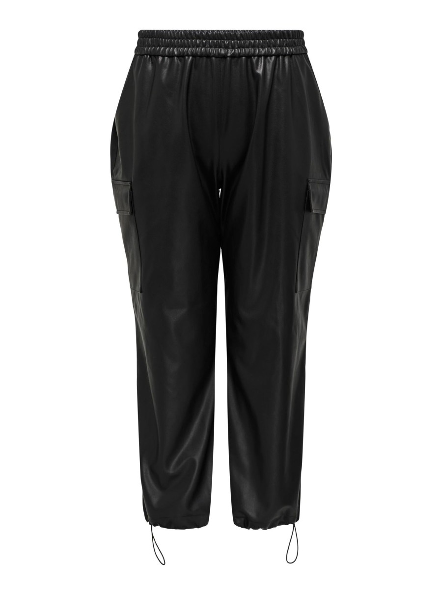 Underdele Only Carmakoma | Carheidi Faux Leath Cargo Trackpants Otw Black