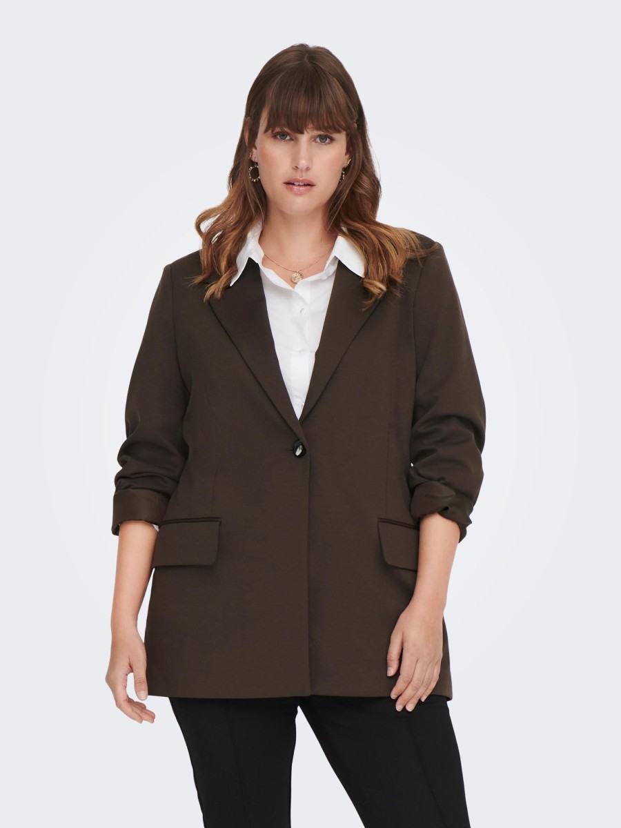 Overdele ONLY CARMAKOMA | Cardora Fitted Blazer Otw Hot Fudge