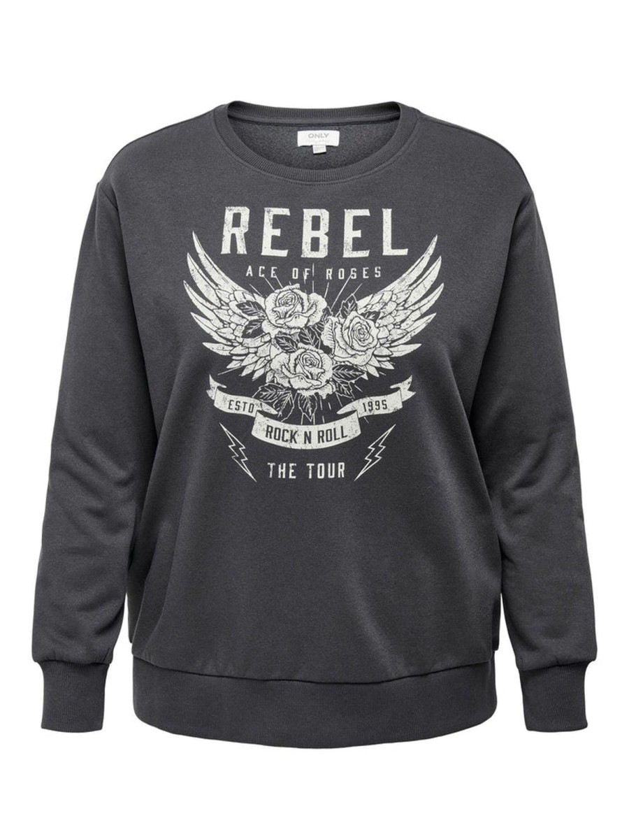 Overdele ONLY CURVE | Oncnomi Rock L/S O-Neck Swt Phantom Rebel