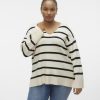 Overdele Vero Moda Curve | Vmcsaba Ls V-Neck Pullover Noos Birch Black