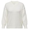 Overdele ONLY CARMAKOMA | Carlita Ls Structure V-Neck Knt Cloud Dancer