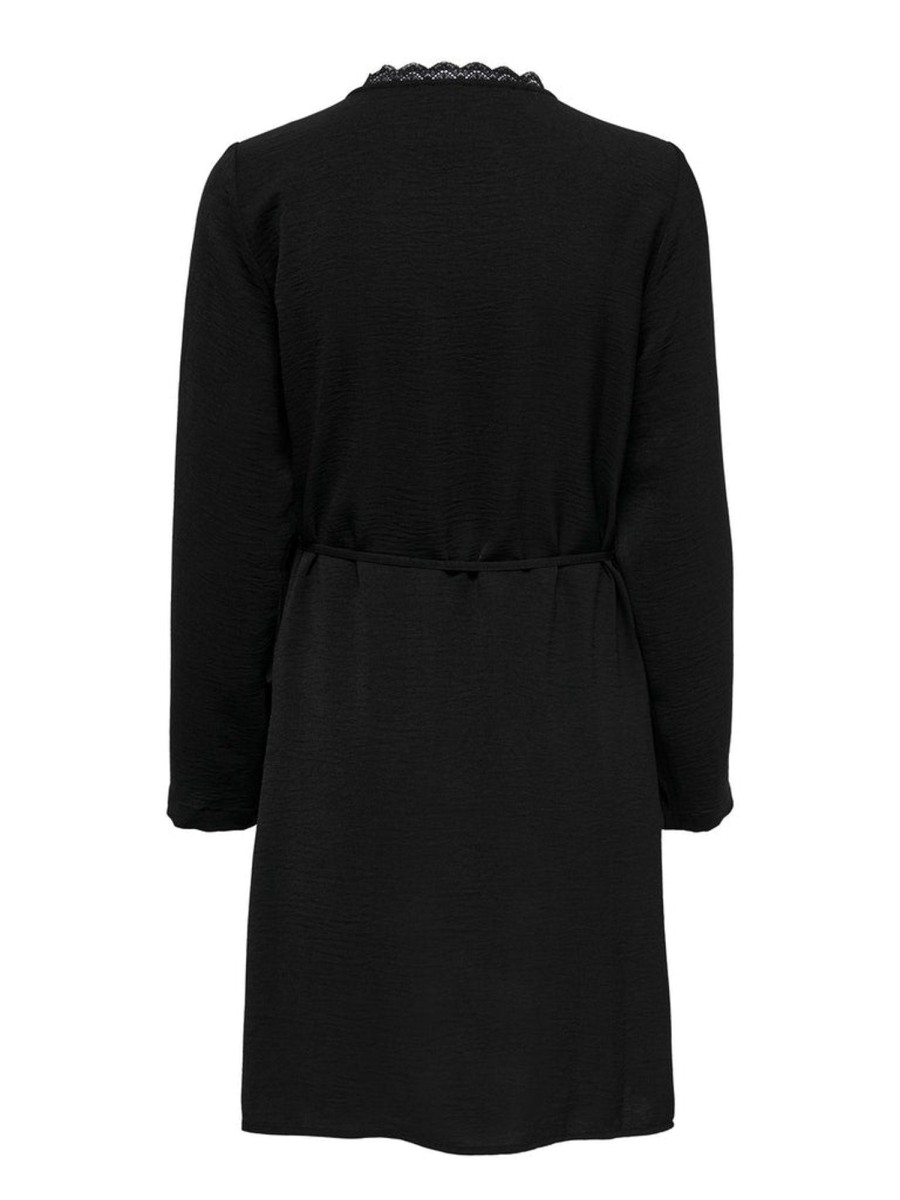 Overdele ONLY CURVE | Oncmette Ls Lace Wrap Dress Wvn Black