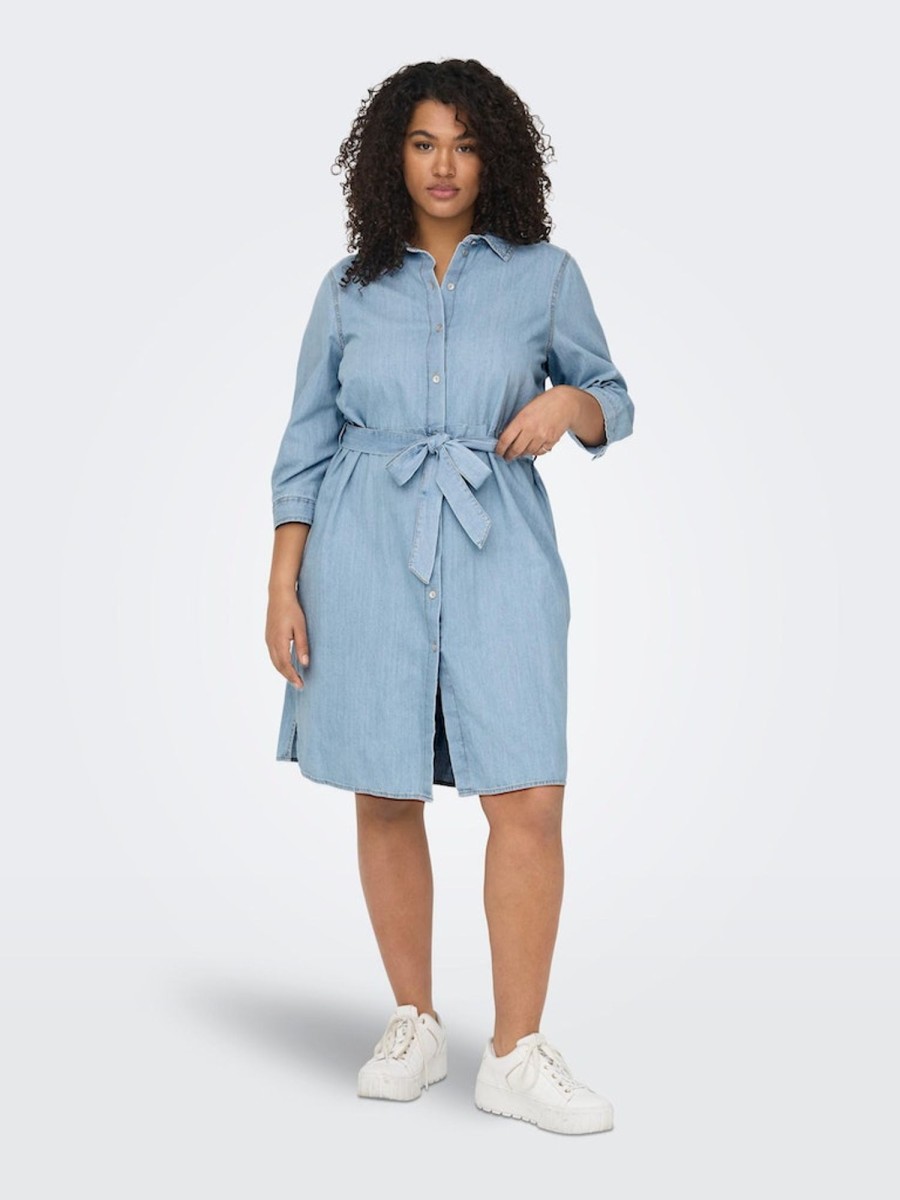 Overdele ONLY CARMAKOMA | Carviol 3/4 Sl Belted Dnm Dress Medium Blue Denim