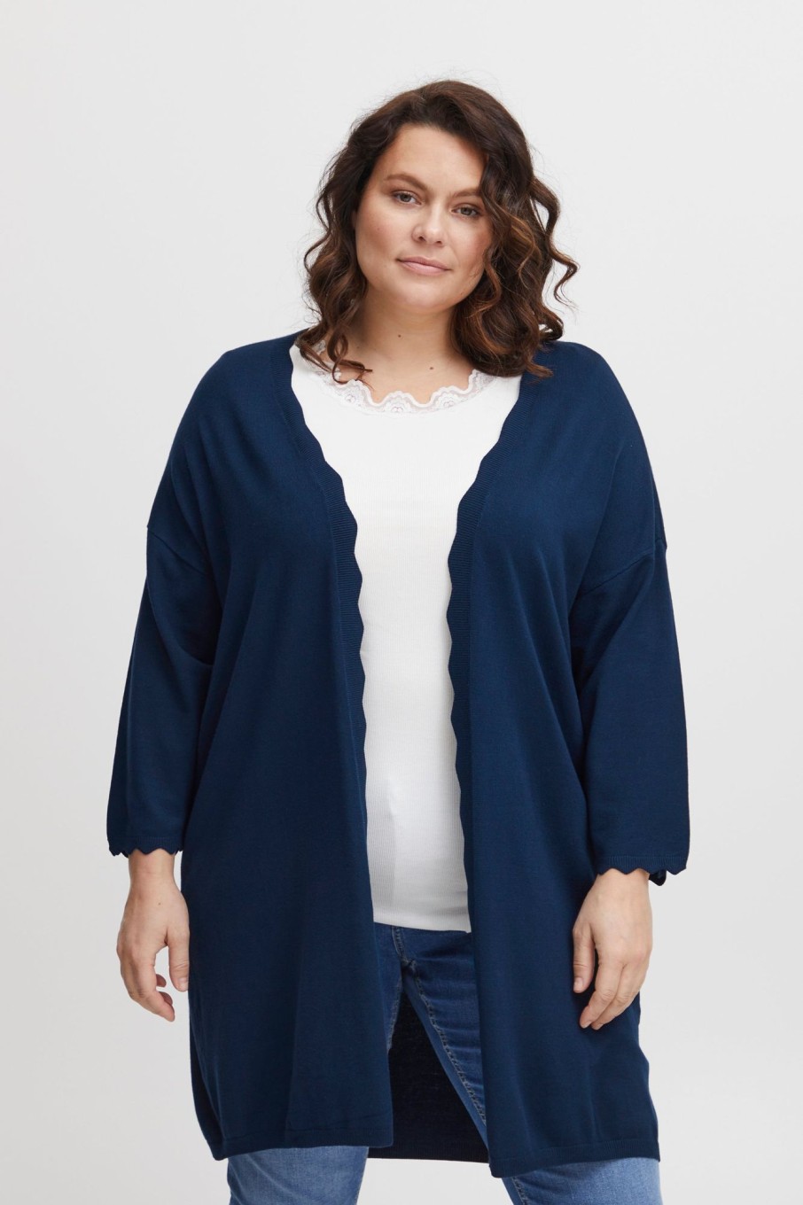 Overdele Fransa Plus Size Selection | Fpblume Cardigan Navy Blazer