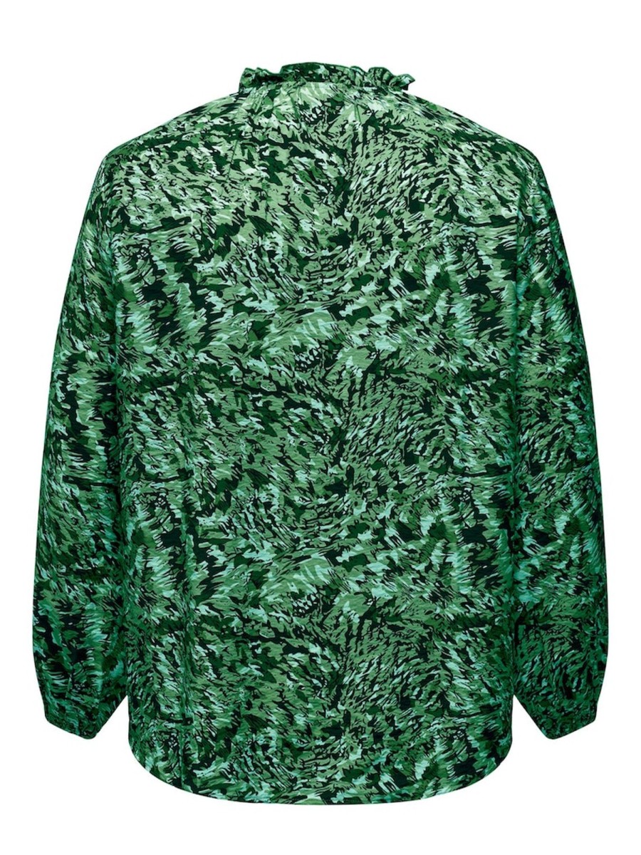 Overdele ONLY CARMAKOMA | Carelvira L/S String Top Green Bee Electric Animal