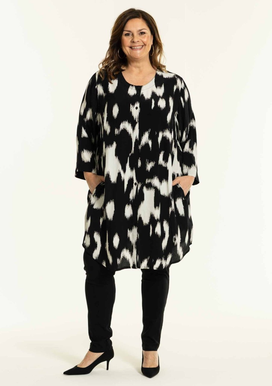 Overdele Gozzip Woman | Goelisabeth Shirt Tunic Black Offwhite