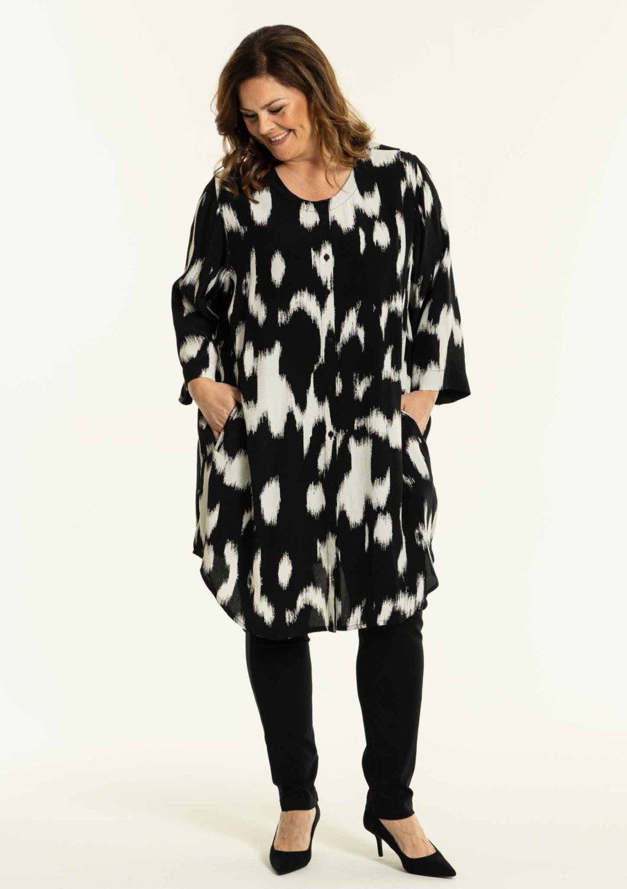 Overdele Gozzip Woman | Goelisabeth Shirt Tunic Black Offwhite