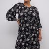 Overdele Kaffe Curve | Kcmarlu Ami Dress 105122 Black/Antique White Print