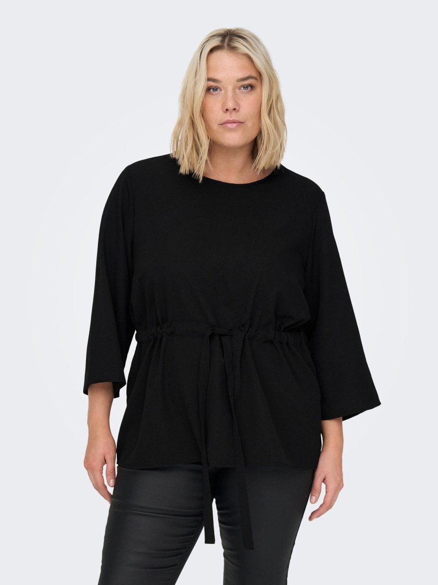 Overdele ONLY CARMAKOMA | Cardothea 3/4 Top With Belt Wvn Black