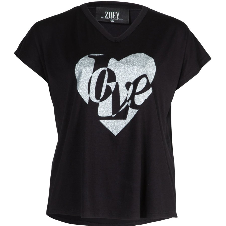 Overdele ZOEY | Zomalaysia T-Shirt 027 Black W Frontprint