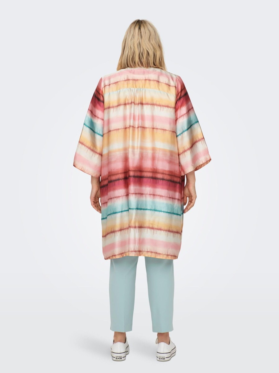 Andet ONLY CARMAKOMA | Cartanny 3/4 Kimono Aop Sandshell Tie Dye