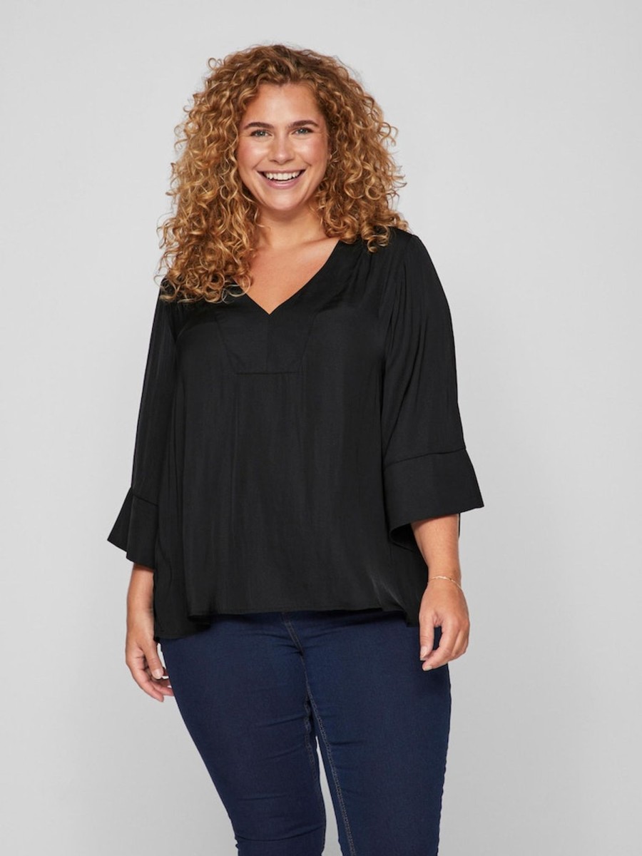 Overdele EVOKED VILA | Vidreamy V-Neck 3/4 Sleeve Top/Cur