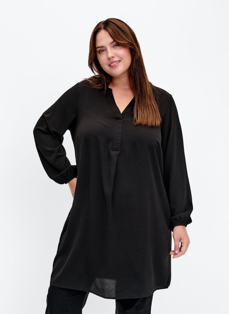 Overdele ZIZZI | Zivanni - L/S - V-Neck - Abk Dress Black