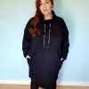 Overdele ONLY CURVE | Onclucia L/S Highneck Dress Swt Black String Love