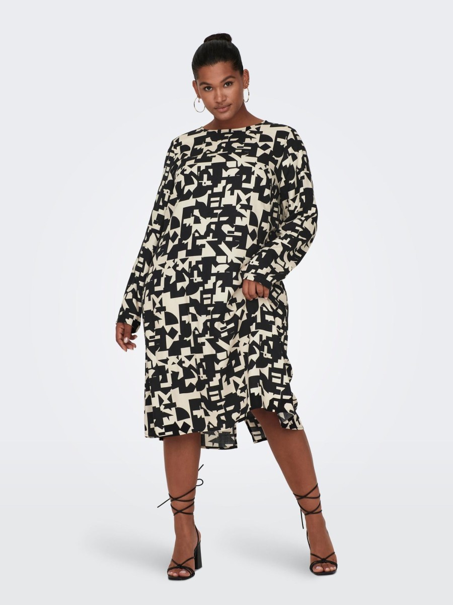 Overdele Only Carmakoma | Carmanola Life L/S Blk Dress Aop