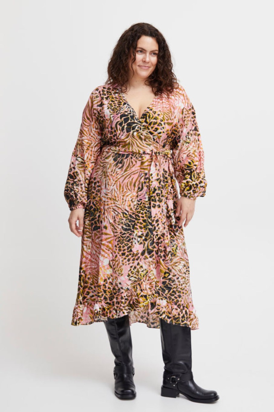 Overdele Fransa Plus Size Selection | Fpnita Dress 1 Coral Paradise Wild Mix