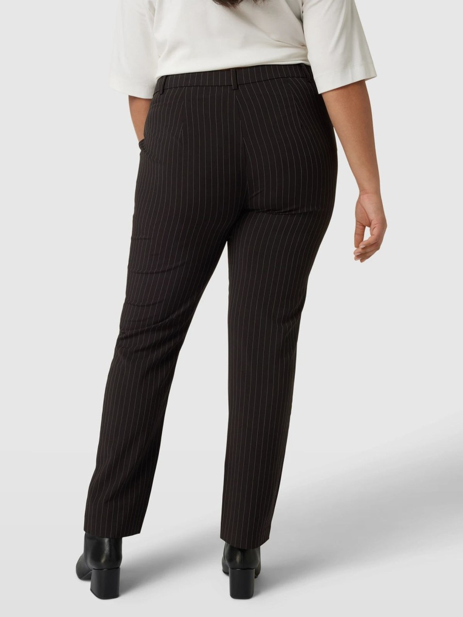 Underdele ONLY CARMAKOMA | Carkiya Hw Slim Zip Slit Pins Pant Wvn Black White Pinstripe