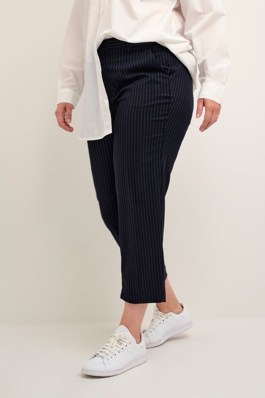 Underdele Kaffe Curve | Kcwinna Cropped Hw Pinstripe Pants