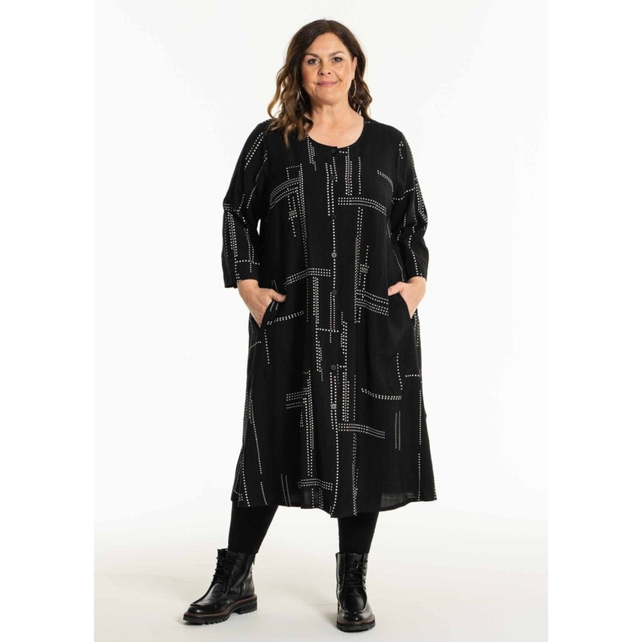 Overdele Gozzip Woman | Golinette Long Cardigan Dress Black/Offwhite