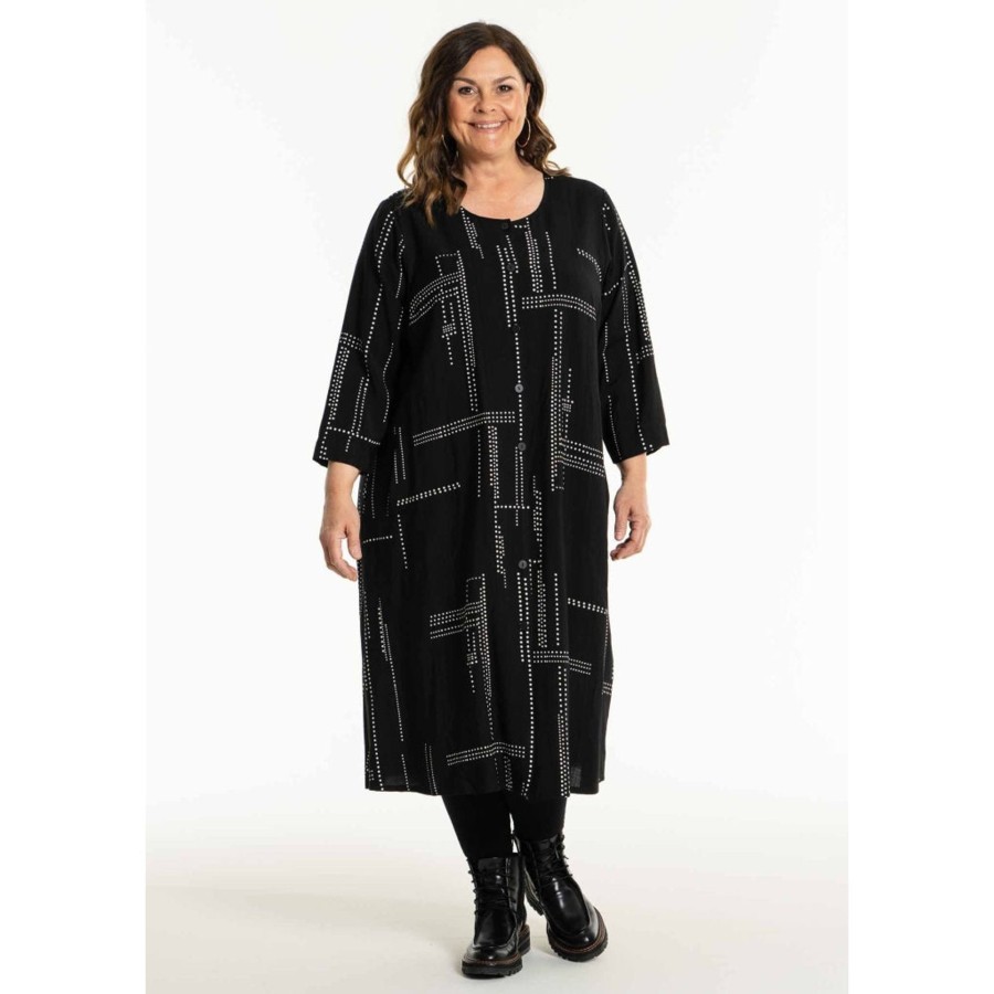 Overdele Gozzip Woman | Golinette Long Cardigan Dress Black/Offwhite