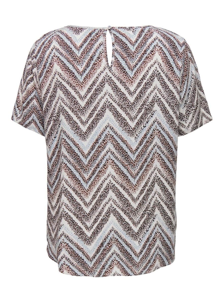 Overdele ONLY CARMAKOMA | Carnova Ella Life S/S Top Birch Zig Zag