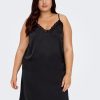 Andet Only Carmakoma | Cardomina Satin Lace Dress Wvn Black