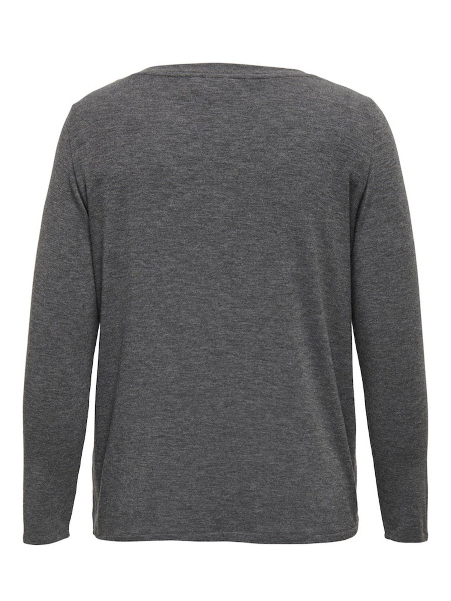 Overdele Only Carmakoma | Carbottlia L/S V-Neck Top Jrs Dark Grey Melange