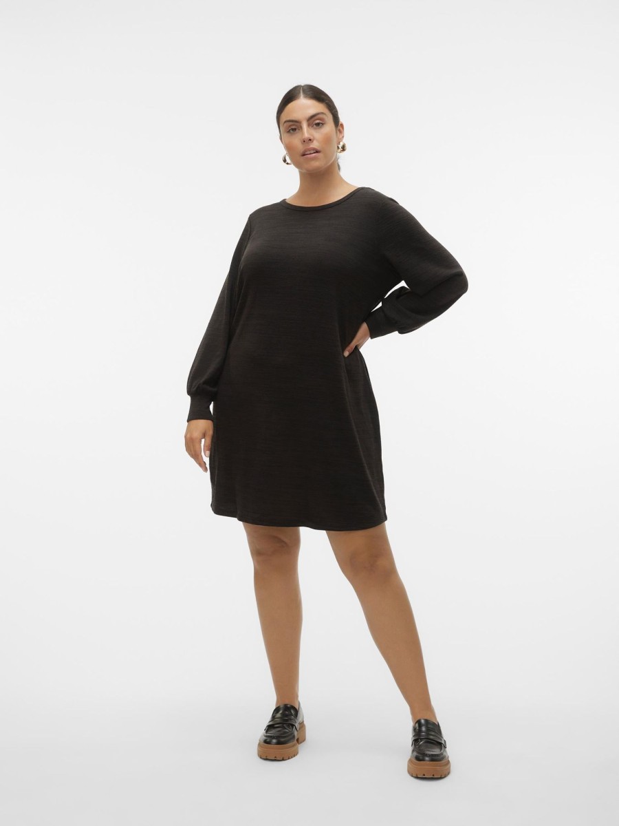 Overdele Vero Moda Curve | Vmckatie Ls Short Dress Jrs Noos Cur Black