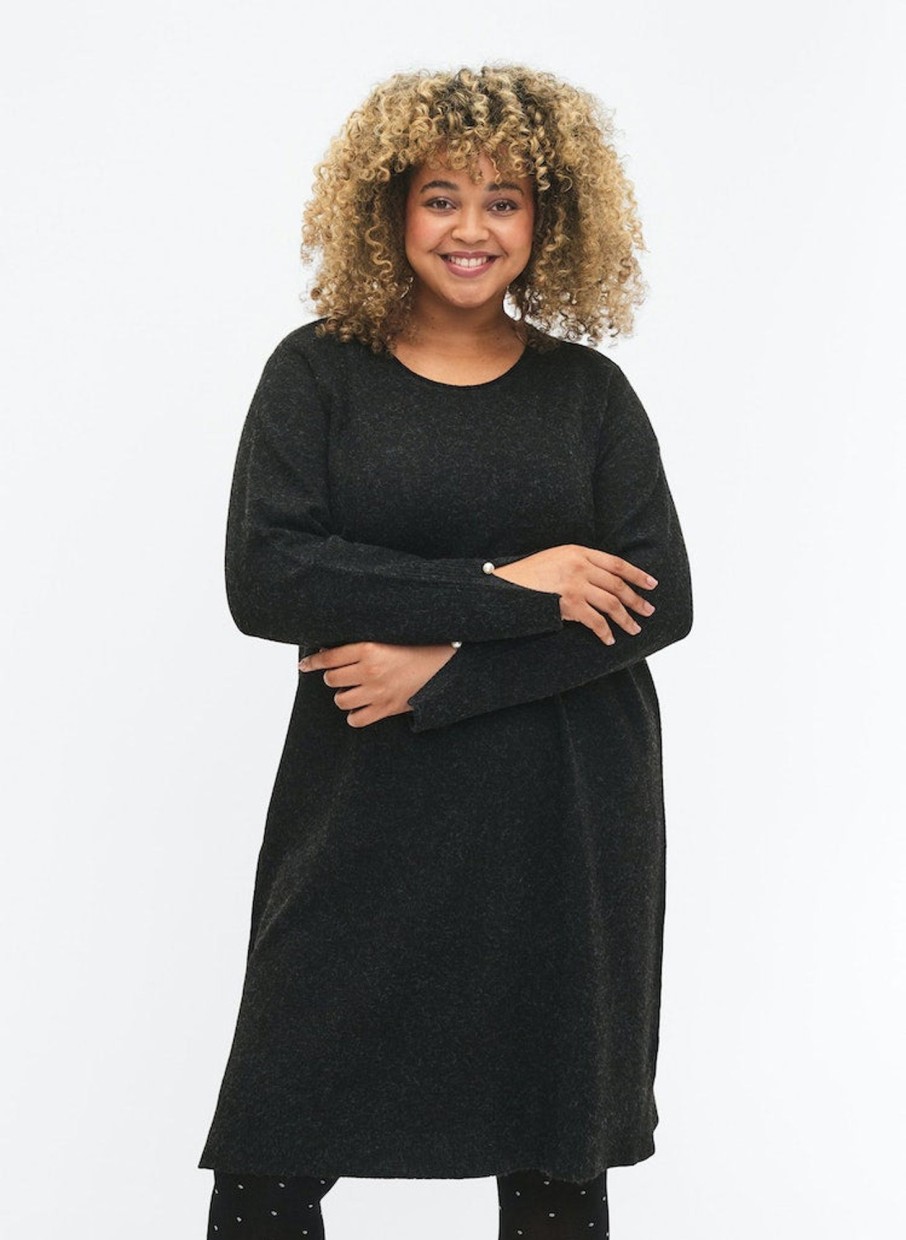 Overdele ZIZZI | Zimsunny - L/S - Abk Dress Dark Grey Melange