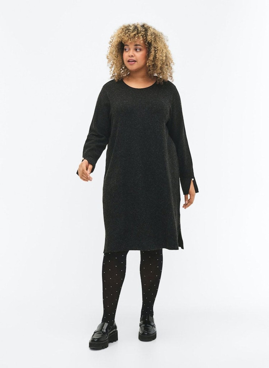 Overdele ZIZZI | Zimsunny - L/S - Abk Dress Dark Grey Melange