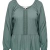 Overdele ONLY CURVE | Oncnora Alma L/S Blouse Wvn Balsam Green