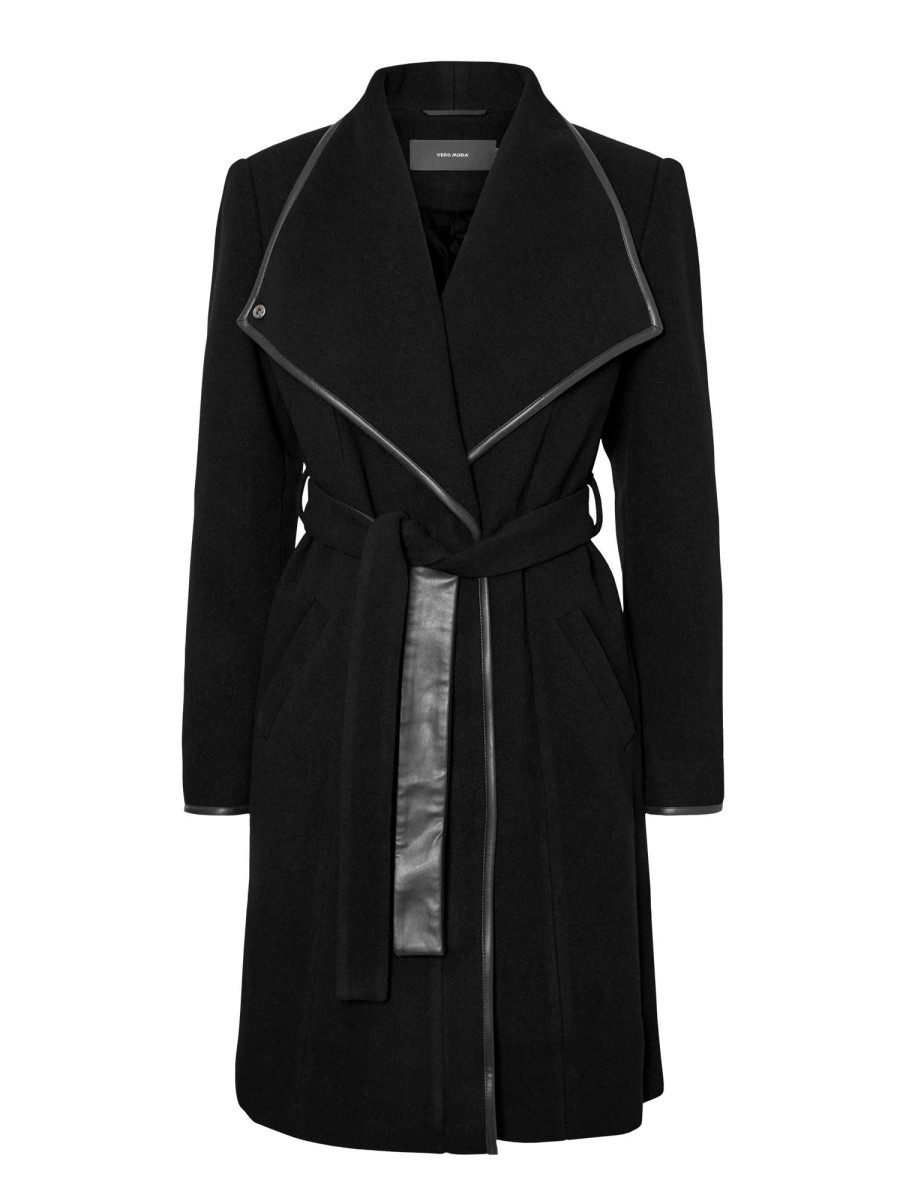 Andet Vero Moda Curve | Vmwaterfall Class 3/4 Wool Coat Ga Cur Black Black Pu