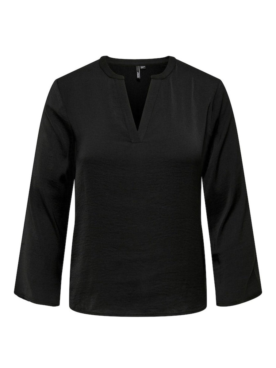 Overdele ONLY CURVE | Oncava L/S Placket Spil Top Jrs