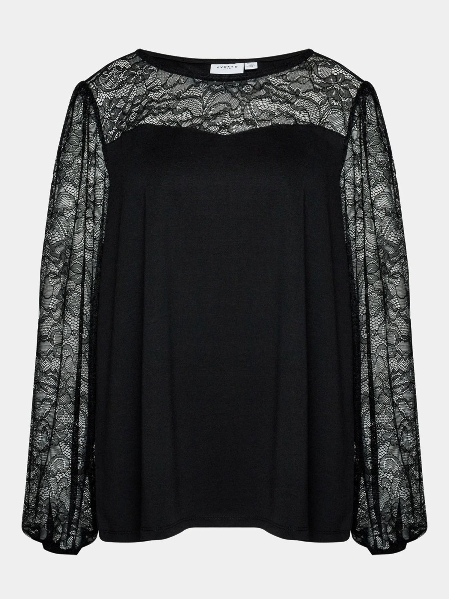 Overdele EVOKED VILA | Vistasia O-Neck L/S Top/Cur Black