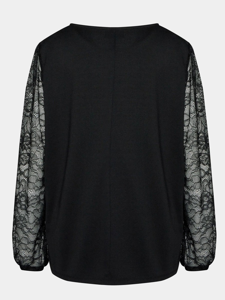 Overdele EVOKED VILA | Vistasia O-Neck L/S Top/Cur Black