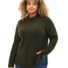 Overdele ZIZZI | Mcomfy Rib - L/S - Pullover Forest Night Mel.