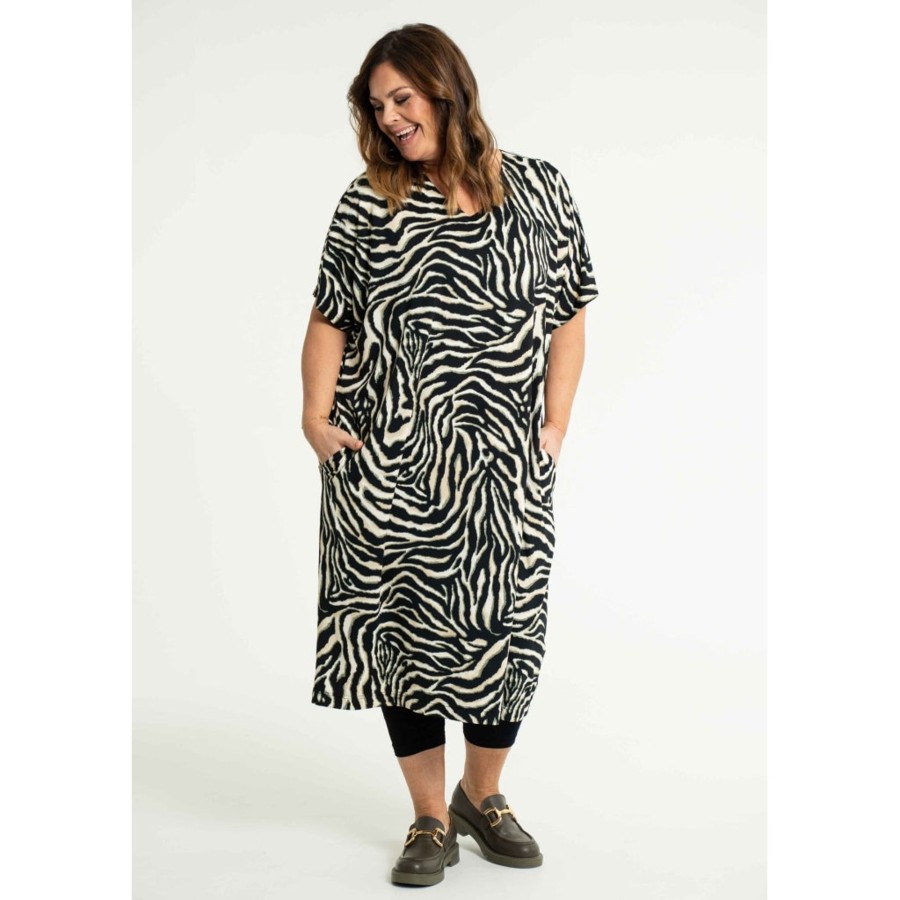 Overdele Gozzip | Goandrine Oversize Dress Black/Dusty Green