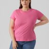 Overdele Vero Moda Curve | Vmpaula S/S T-Shirt Shocking Pink