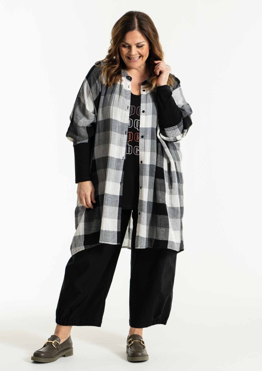 Overdele Gozzip | Gogerda Oversize Shirt Tunic Black/Offwhite Check