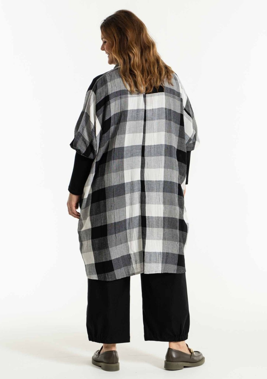 Overdele Gozzip | Gogerda Oversize Shirt Tunic Black/Offwhite Check