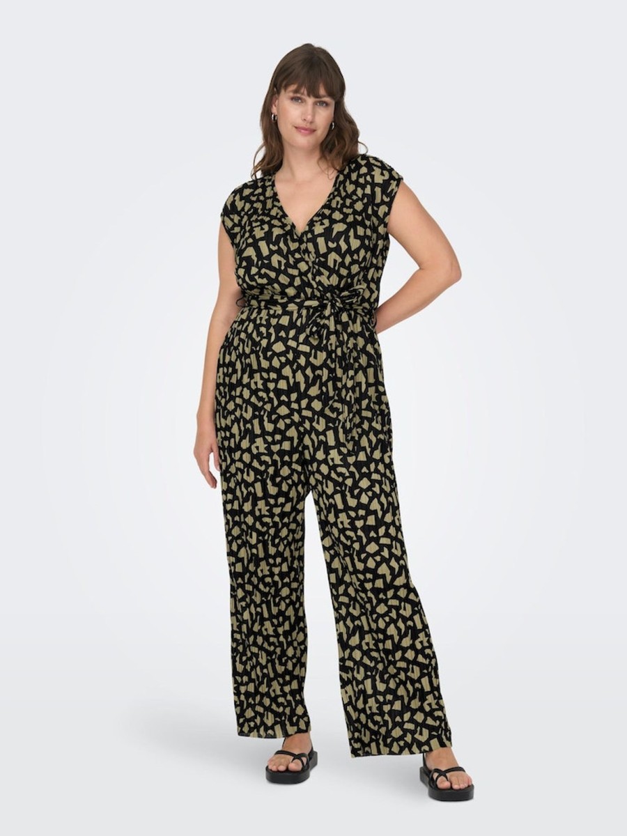 Andet ONLY CARMAKOMA | Carsafari S/L Jumpsuit Jrs Black Wild Graphic Jrs