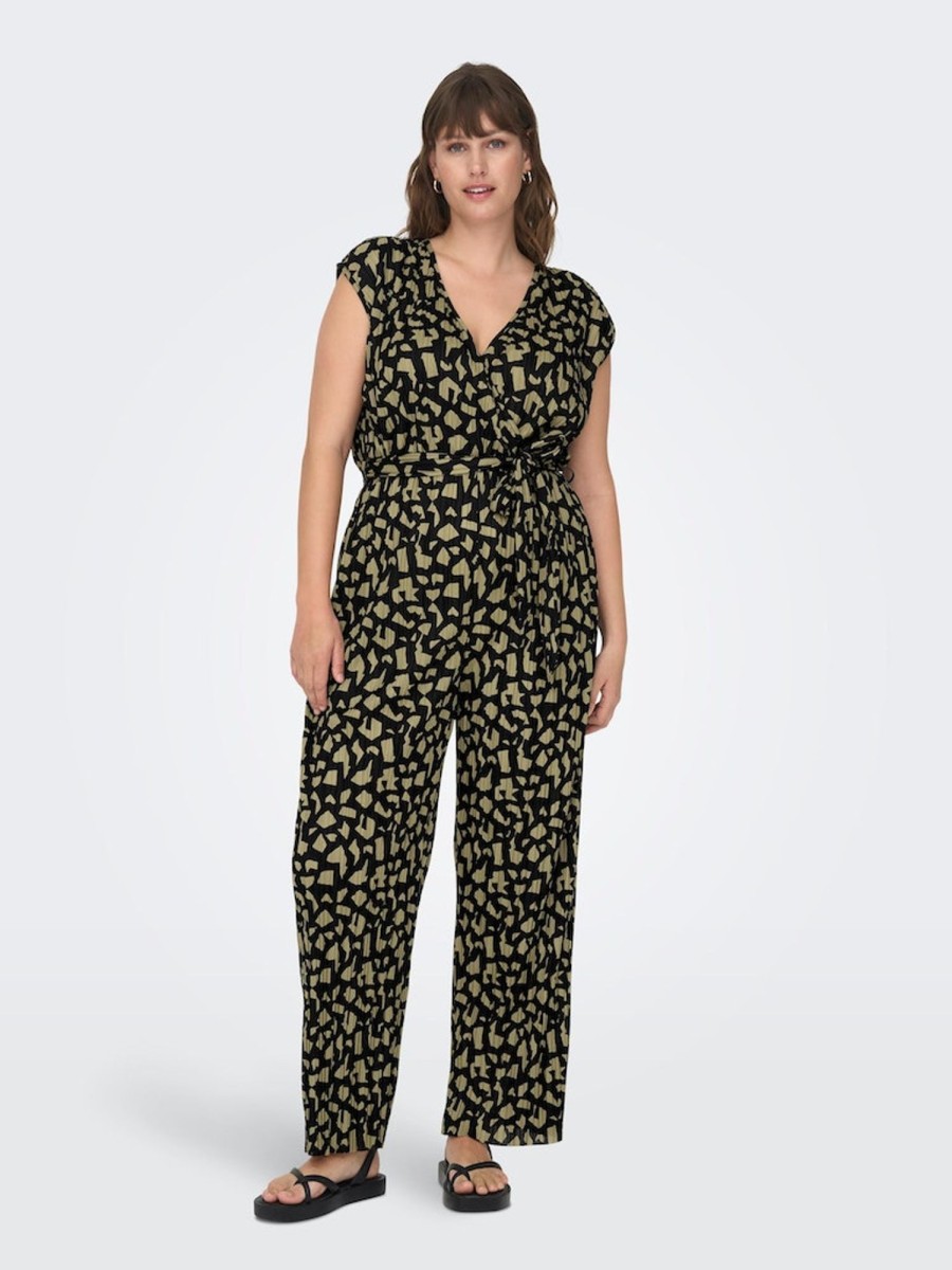 Andet ONLY CARMAKOMA | Carsafari S/L Jumpsuit Jrs Black Wild Graphic Jrs