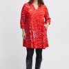 Overdele Fransa Plus Size Selection | Fpjustine Tunic 1 Red Alert Zebra Mix