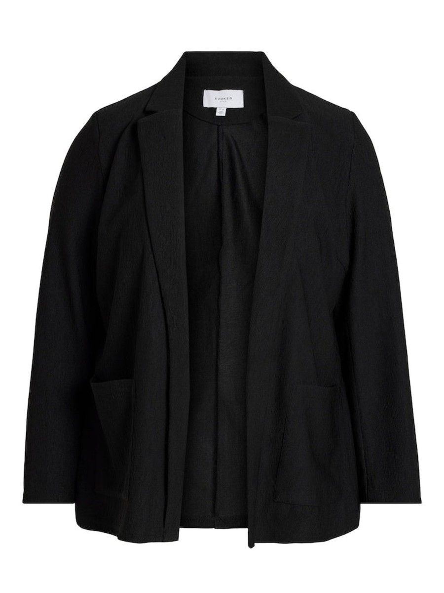 Overdele EVOKED VILA | Vimalinas L/S Blazer/Cur/Bf Black