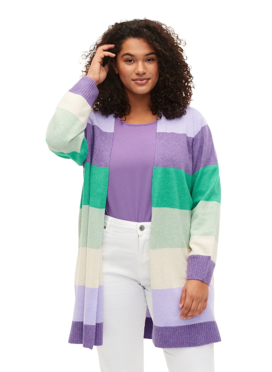 Overdele Zizzi | Zimsunny Stripe Cardigan