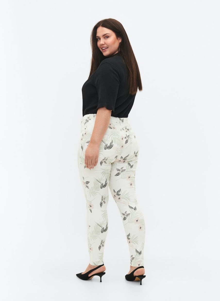 Underdele ZIZZI | Zijsea - Amy Jeans White Flower Aop L78