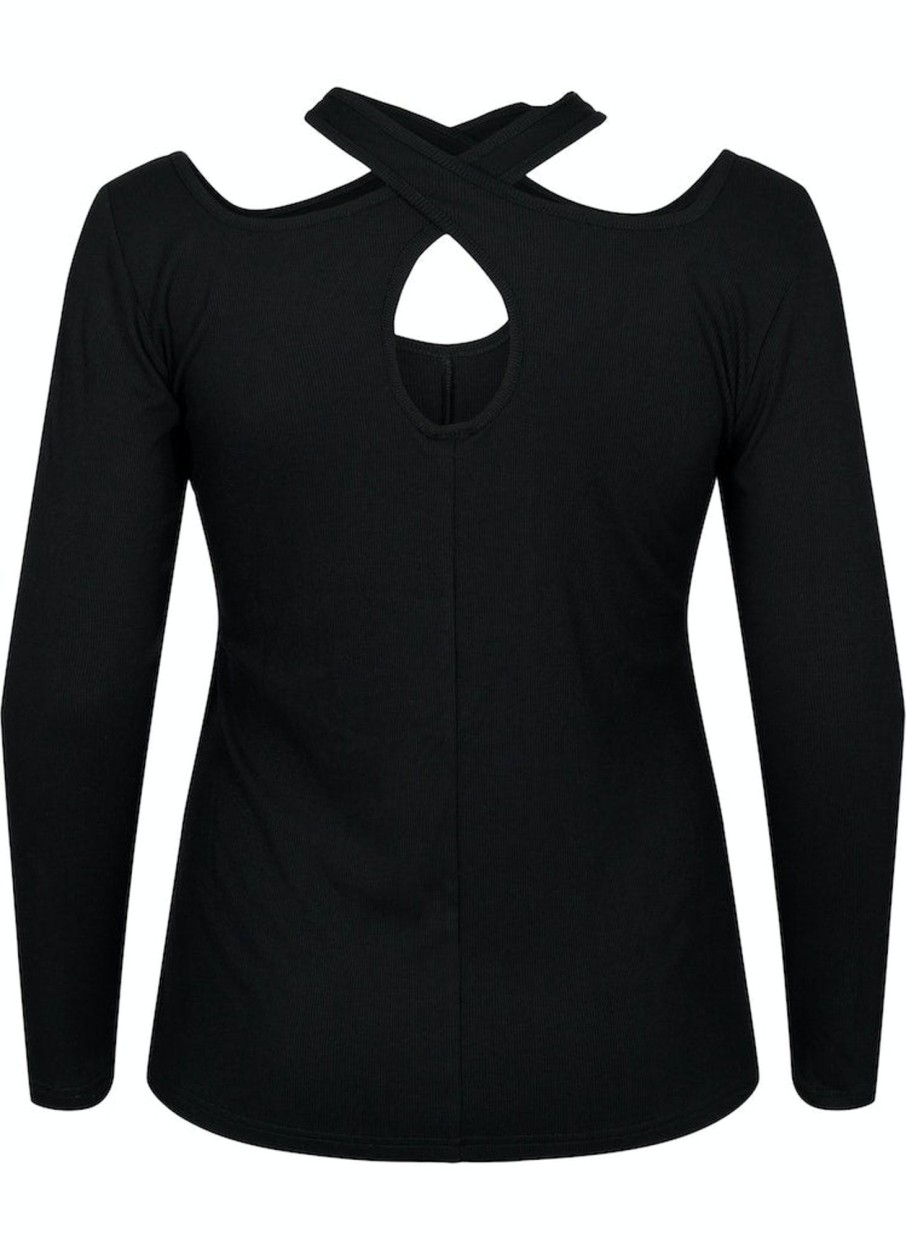 Overdele ZIZZI | Ziblminna - L/S - Cut Out Blouse Black