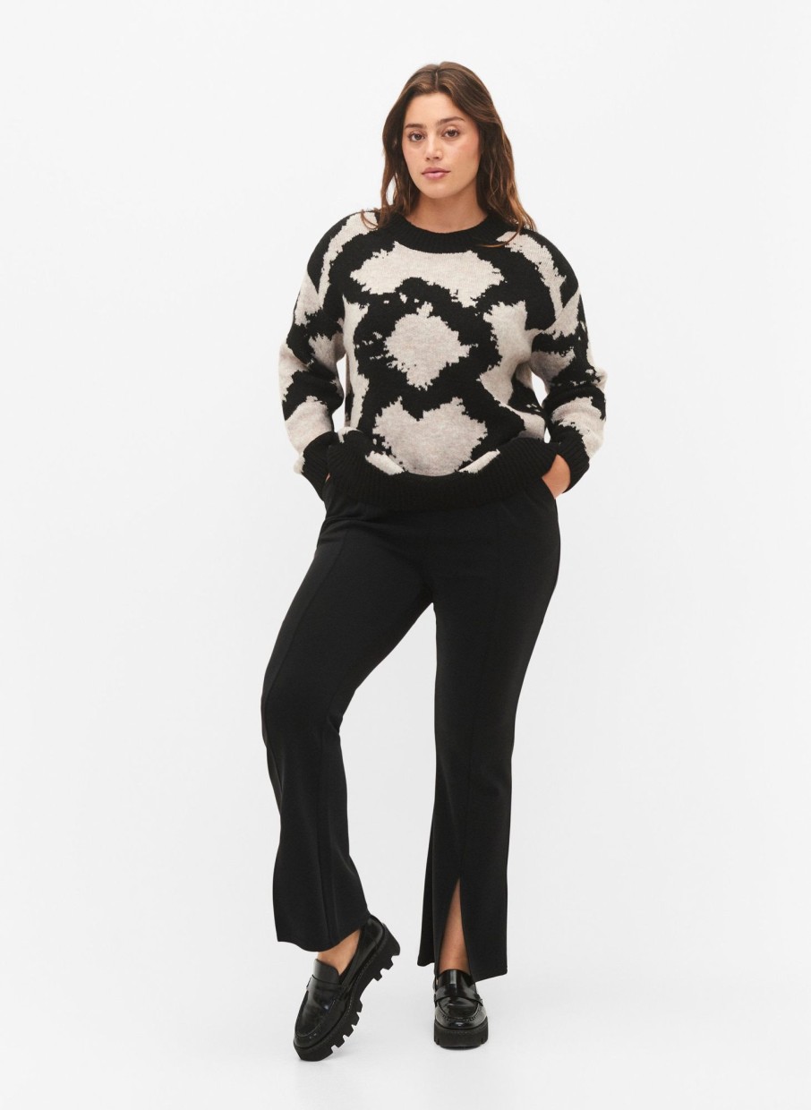 Overdele Zizzi | Zimblake - L/S - Pullover Black Comb